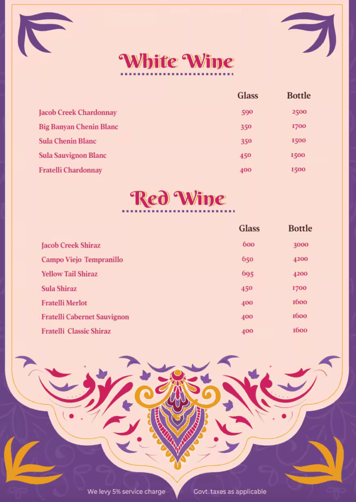 Bar Menu 1