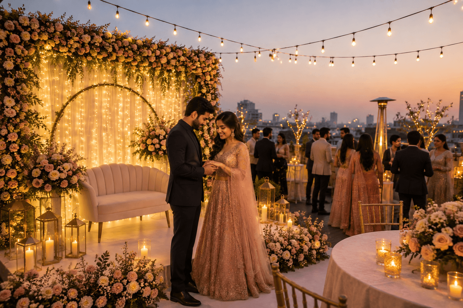 The Orion Plaza Rooftop Banquet Hall engagement ceremony in South Delhi